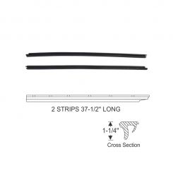 1957 1958 Buick Century And Special Series 2-Door Riviera Coupe, Oldsmobile Series 88 And Dynamic 88 2-Door Holiday Coupe (See Detail) Roof Rail Rubber Weatherstrips 1 Pair