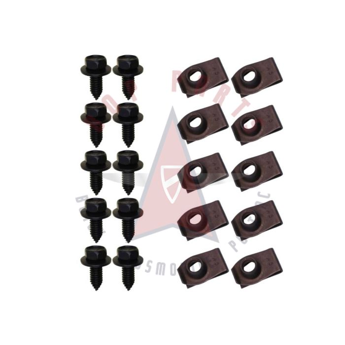 Universal Buick, Oldsmobile, and Pontiac Indented Hex Head Sems Screw and Extruded U-Nut Set (20 Pieces) 