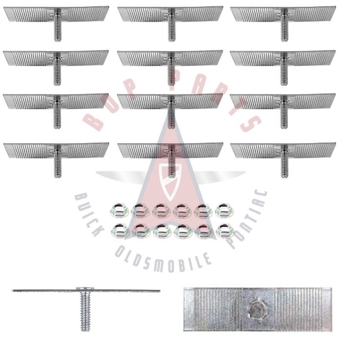 Universal Molding Fasteners With Break-Off Tee (Plate Length 2.5 Inches Plate Width 0.75 Inch) and Nuts Set (24 Pieces) 