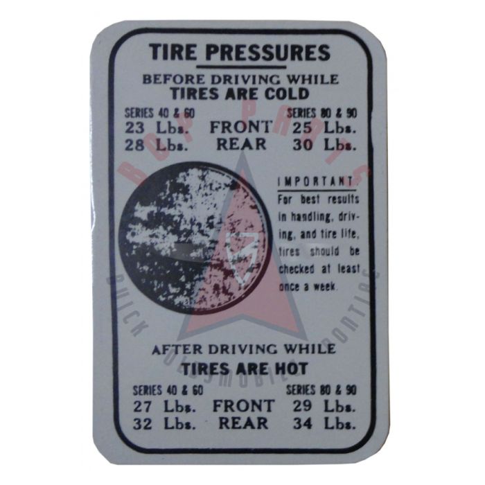1937 Buick Tire Pressure Decal