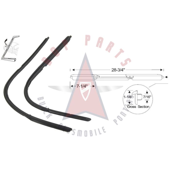 1940 1941 Buick, Oldsmobile, and Pontiac 2-Door Coupe and 4-Door Sedan (See Details) Main Front Vent Window Rubber Weatherstrips 1 Pair