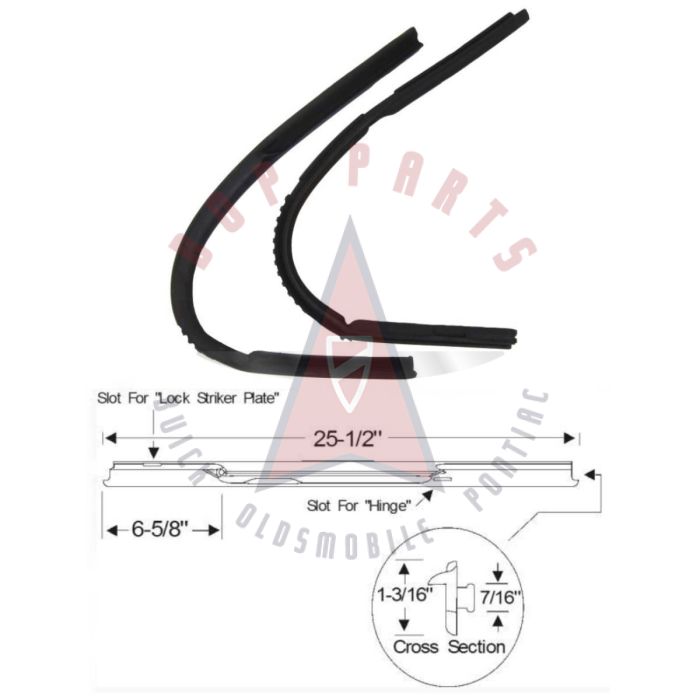 1949 1950 1951 1952 Oldsmobile and Pontiac Sedan and Wagon Models (See Details) Front Door Vent Window Rubber Weatherstrips 1 Pair