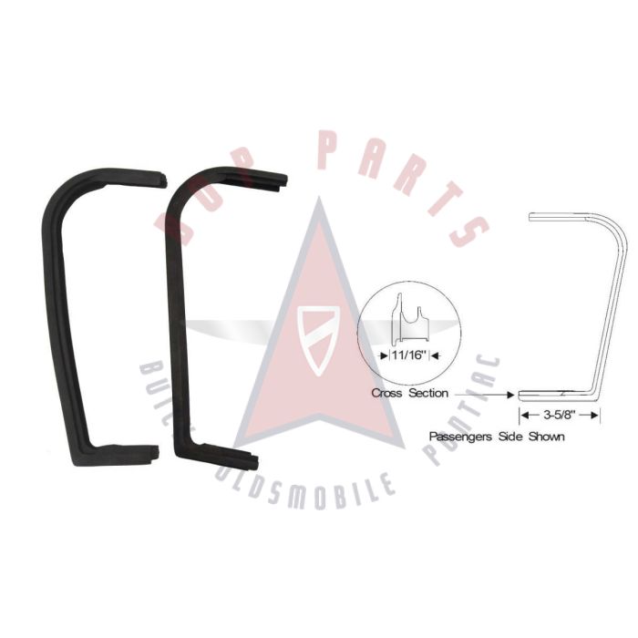 1959 Buick, Oldsmobile, And Pontiac Sedan and Wagon (See Details) Front Door Vent Window Rubber Weatherstrips 1 Pair
