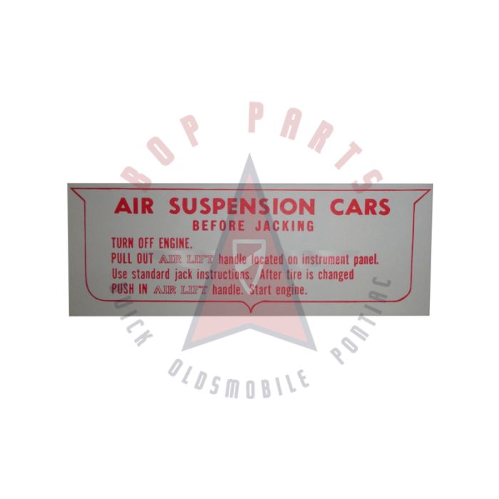 1957 1958 1959 1960 Buick Air Suspension Models Caution Decal 