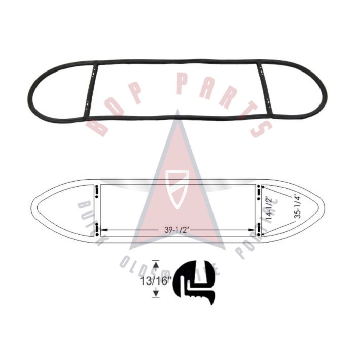 1951-1952 Buick And Oldsmobile (See Detail) Rear Window Rubber Weatherstrip