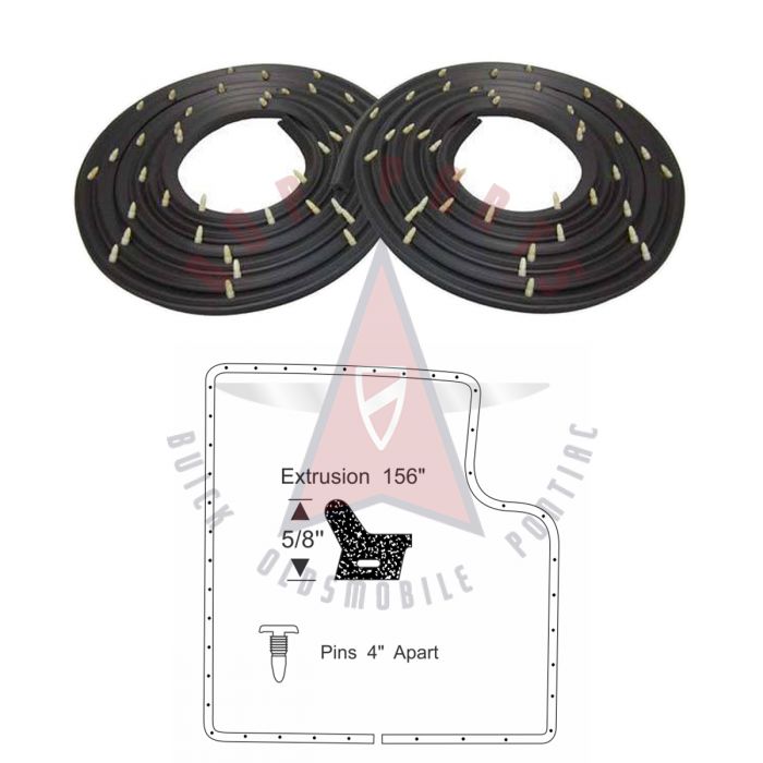 1954 1955 1956 Buick And Oldsmobile Sedan And Wagon (See Details) Door Rubber Weatherstrips 1 Pair