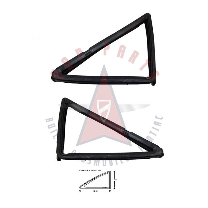 1955 1956 Buick Roadmaster and Super Series 4-Door Sedan (See Details) Rear Quarter Window Vent Rubber Weatherstrips 1 Pair