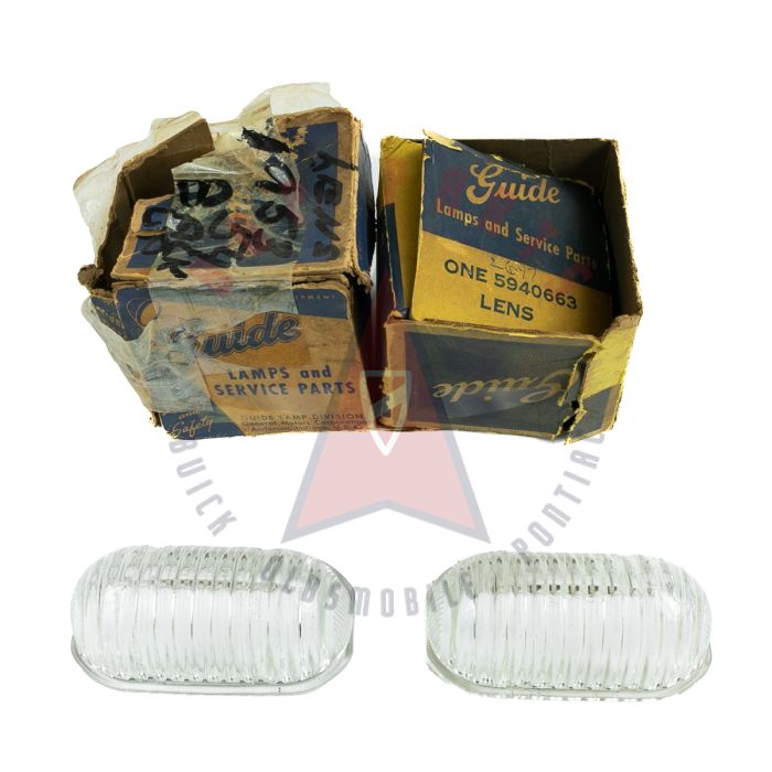 1953 1954 Pontiac (See Details) Back Up Light Lenses With Guide Markings 1 Pair NOS