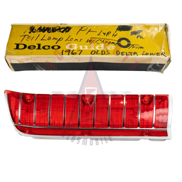 1967 Oldsmobile Delta 88 Left Driver Side Lower Tail Light Lens With Guide Markings NOS