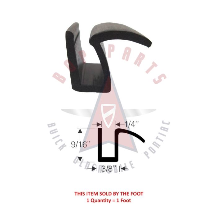 1954 1955 1956 Buick (See Details) 9/16 Inch Window Gasket Weatherstrip (Sold By The Foot)