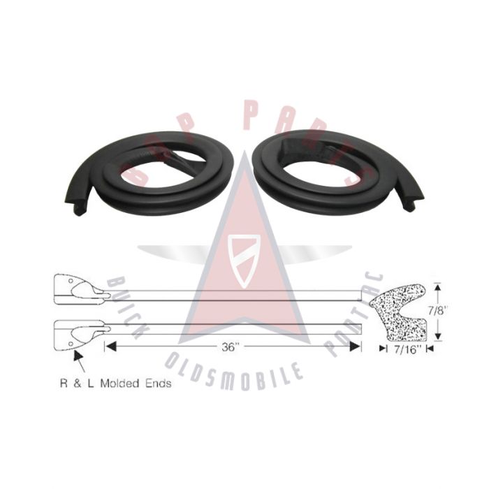 1949 1950 1951 1952 Oldsmobile And Pontiac (See Details) Door Bottom Rubber Weatherstrips With Molded Ends 1 Pair