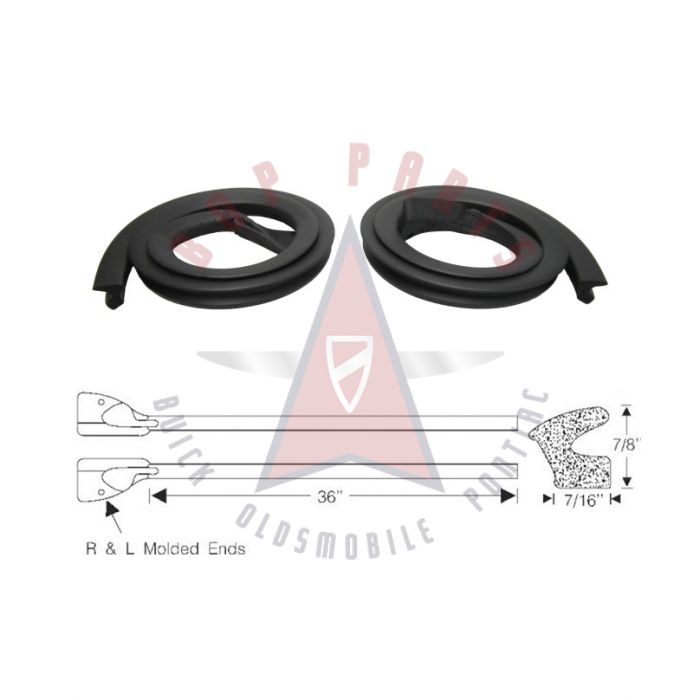 1949 1950 1951 1952 Oldsmobile And Pontiac (See Details) Door Bottom Rubber Weatherstrips With Molded Ends 1 Pair