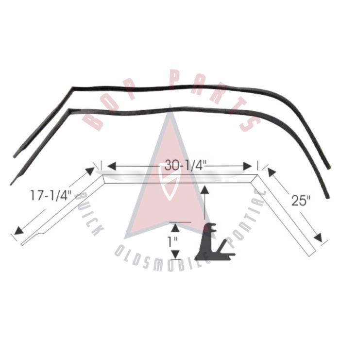 1950 Oldsmobile Series 76 And Series 88 2-Door Holiday Coupe And Pontiac Chieftain 2-Door Catalina Hardtop Coupe (See Details) Roof Rail Rubber Weatherstrips 1 Pair