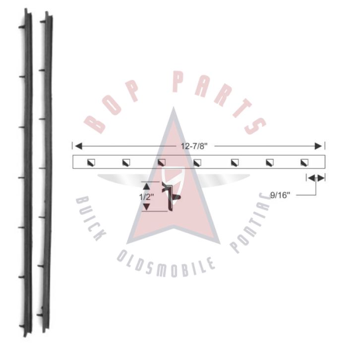 1954 1955 1956 Buick, Oldsmobile, and Pontiac Hardtop Models (See Details) Front Vent Window Division Bar Rubber Weatherstrips 1 Pair