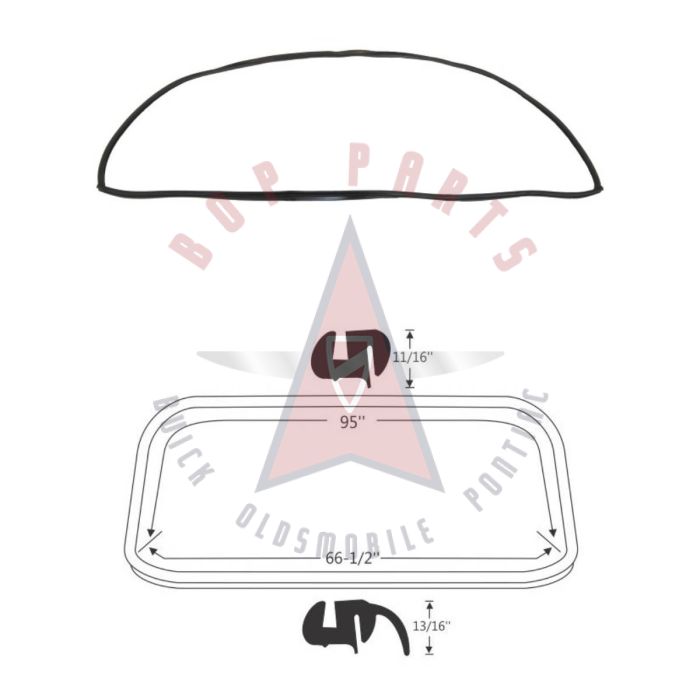 1961 Buick, Oldsmobile, And Pontiac (See Detail) 2-Door Hardtop Rear Window Rubber Weatherstrip