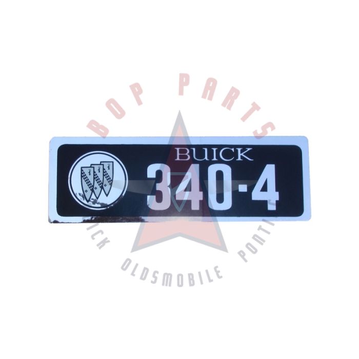 1965 1966 1967 Buick 340 Engine (4 Barrel Carburetor) Valve Cover Decal 