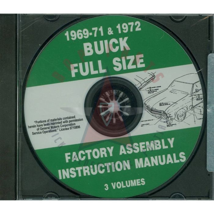 1969 1970 1971 1972 Buick Full Size Models Factory Assembly Instruction Manuals 3 Volumes [CD]