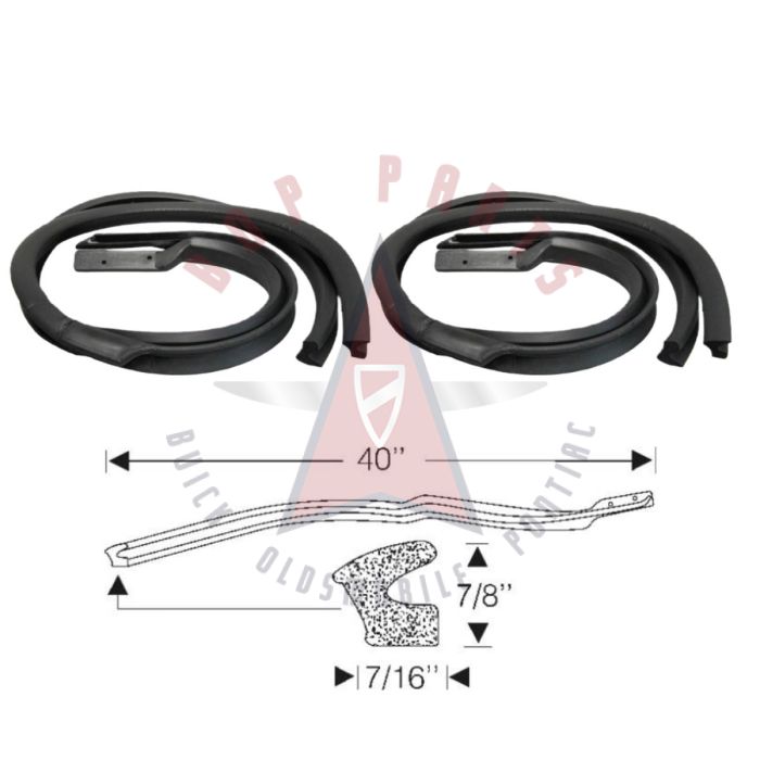 1951 1952 1953 Buick and Oldsmobile (See Details) Door Bottom Rubber Weatherstrips 1 Pair 