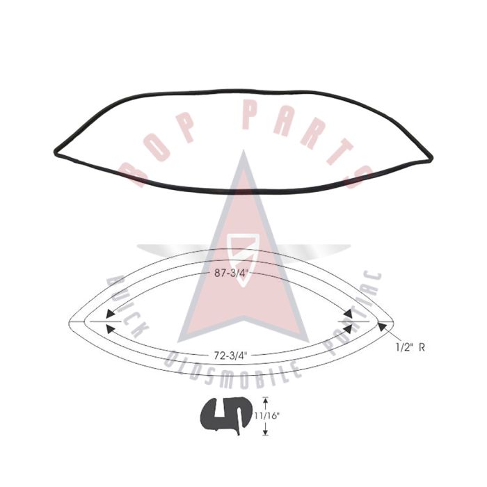 1957 Buick Roadmaster and Super Series 4-Door Hardtop Models (See Details) Rear Window Rubber Weatherstrip