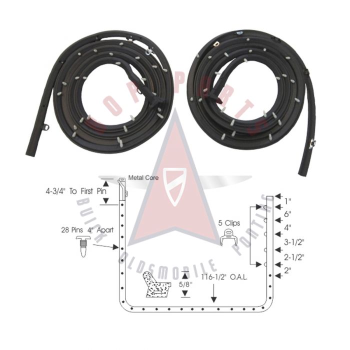 1957 1958 Buick Roadmaster And Super Series 4-Door Riviera Sedan Front Door Rubber Weatherstrips 1 Pair