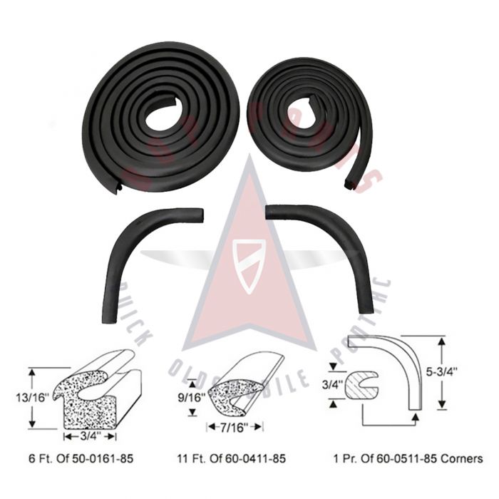 1950 1951 1952 1953 1954 Buick, Oldsmobile, Pontiac (See Details)  Trunk Weatherstrip Kit (4 Pieces)