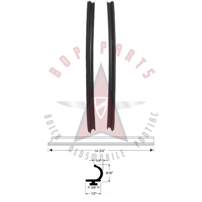 1958 Buick Limited, Roadmaster and Super Series 4-Door Hardtop (See Details) Rear Quarter Window Leading Edge Weatherstrips 1 Pair
