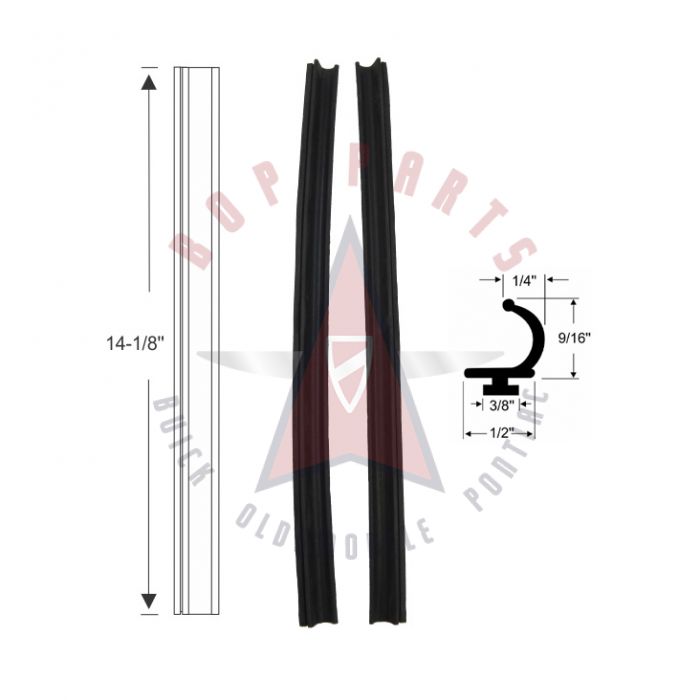 1956 1957 Buick And Pontiac 4-Door (See Details) Side Window Leading Edge Rubber Weatherstrips 1 Pair