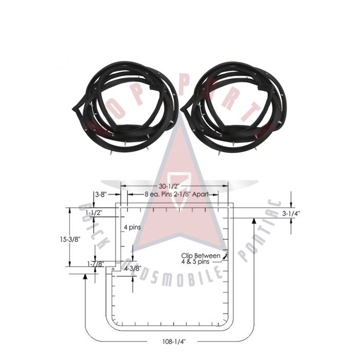 1958 Buick Century and Special Series And Oldsmobile 4-Door Sedan (See Details) Front Door Rubber Weatherstrips 1 Pair