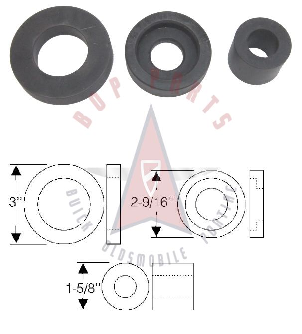 1966 1967 Oldsmobile Toronado 2-Door Hardtop Body Mount Pads Set (3 Pieces)