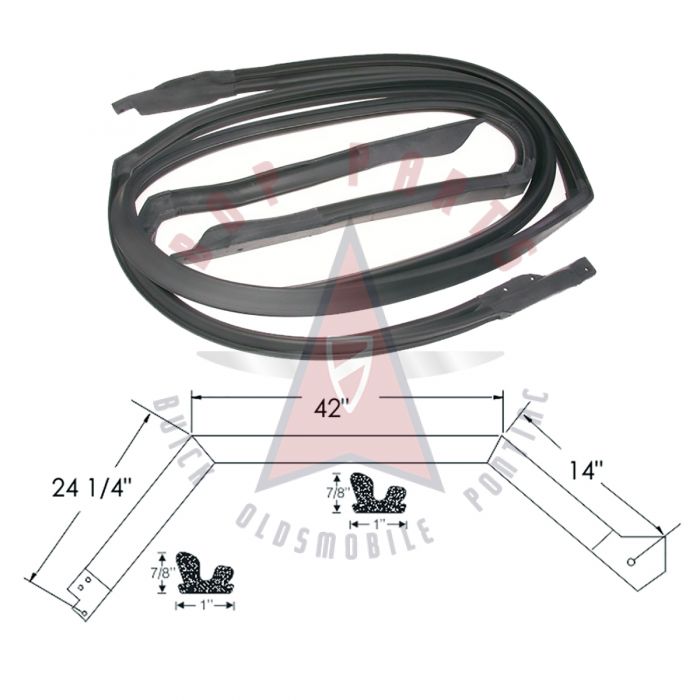 1970 1971 1972 Buick Skylark Custom, Oldsmobile Cutlass, And Pontiac LeMans 4-Door Hardtop (See Details) Roof Rail Rubber Weatherstrips 1 Pair