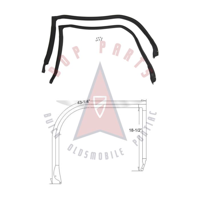 1974 1975 1976 1977 Buick, Oldsmobile, And Pontiac 4-Door Hardtop And Wagon (See Details) Front Roof Rail Rubber Weatherstrip 1 Pair