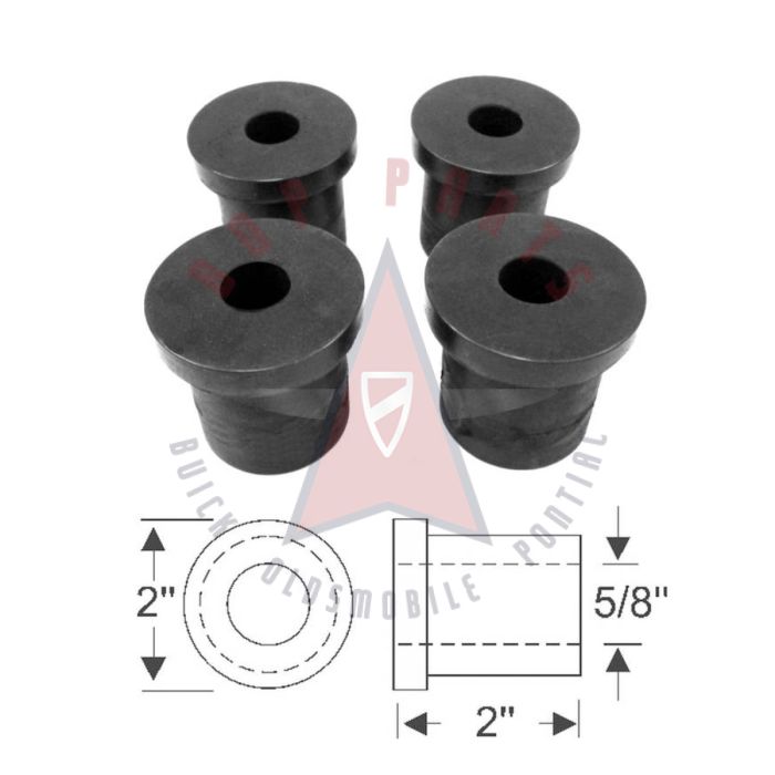 1966 1967 1968 1969 1970 Oldsmobile Toronado 2-Door Hardtop Models (See Details) Shackle Leaf Spring Bushing Set (4 Pieces) (Rear Lower of Rear Leaf Spring)