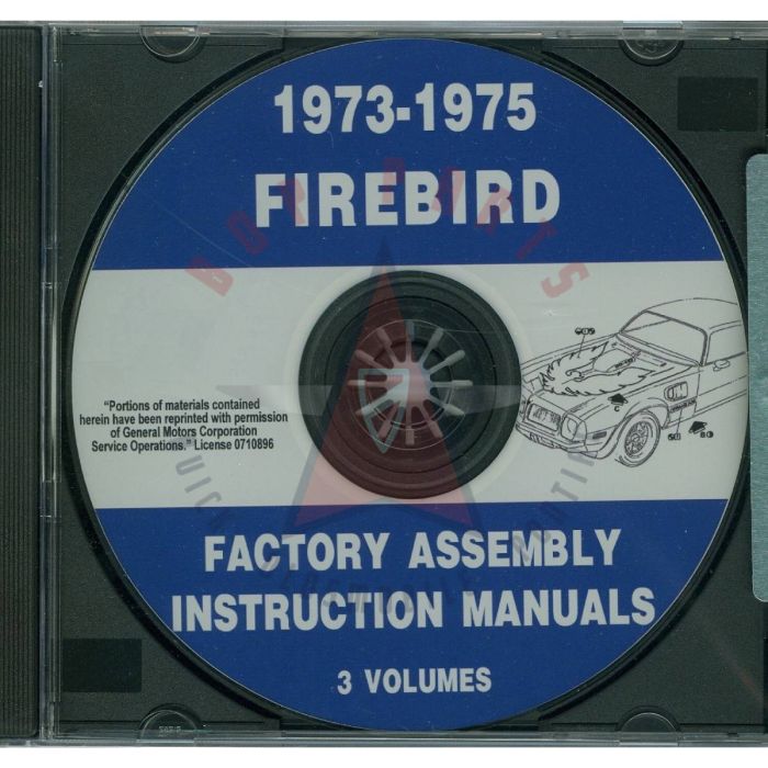 1973 1974 1975 Pontiac Firebird Models Factory Assembly Instruction Manuals 3 Volumes [CD]
