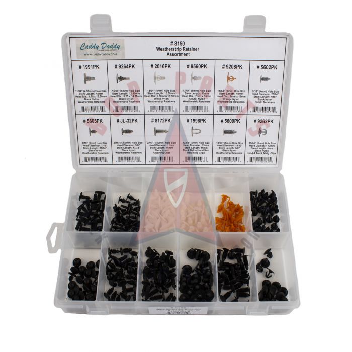 Universal Weatherstrip Retainer Assortment Tray (300 Pieces)