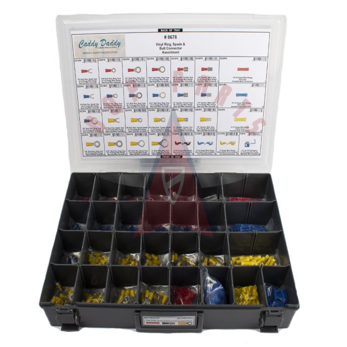 Universal Vinyl Wire Terminal Ring Spade and Butt Connector Assortment Box (680 Pieces)