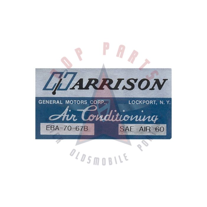 1967 Pontiac Harrison Air Conditioning (A/C) Evaporator Box Decal 