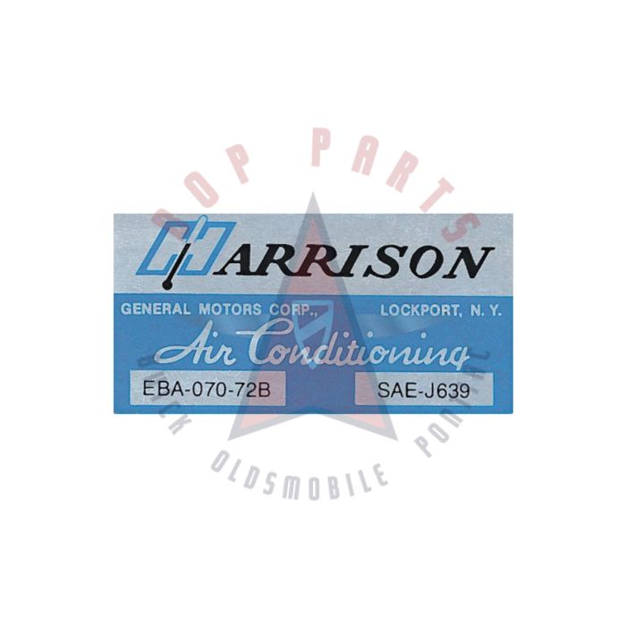 1972 Oldsmobile Harrison Air Conditioning (A/C) Evaporator Box Decal 