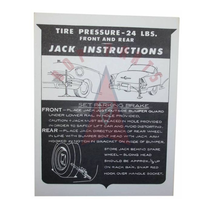 1955 Buick Jacking Instruction Decal 