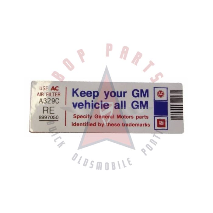 1980 Buick Air Cleaner Decal "Keep Your GM Car All GM" 