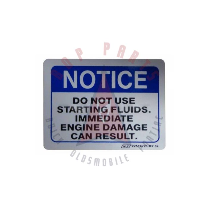 1980 1981 1982 1983 1984 1985 1986 Buick Diesel Start Warning Instruction Decal 