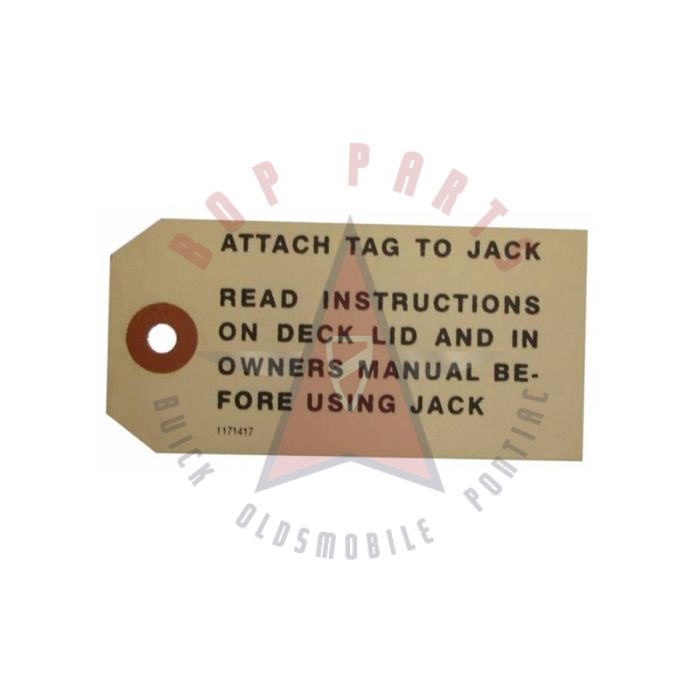 1956 1957 Buick Jacking Instruction Tag 