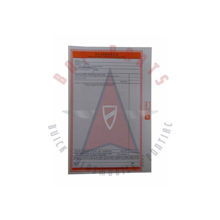 1965 1966 1967 Oldsmobile New Vehicle Window Price Sheet Sticker