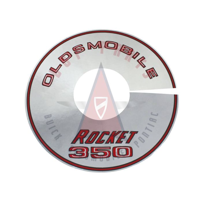 1968 Oldsmobile 350 Engine (2 Barrel Carburetor) "Rocket 350" Air Cleaner Decal (8-Inches) - Silver 