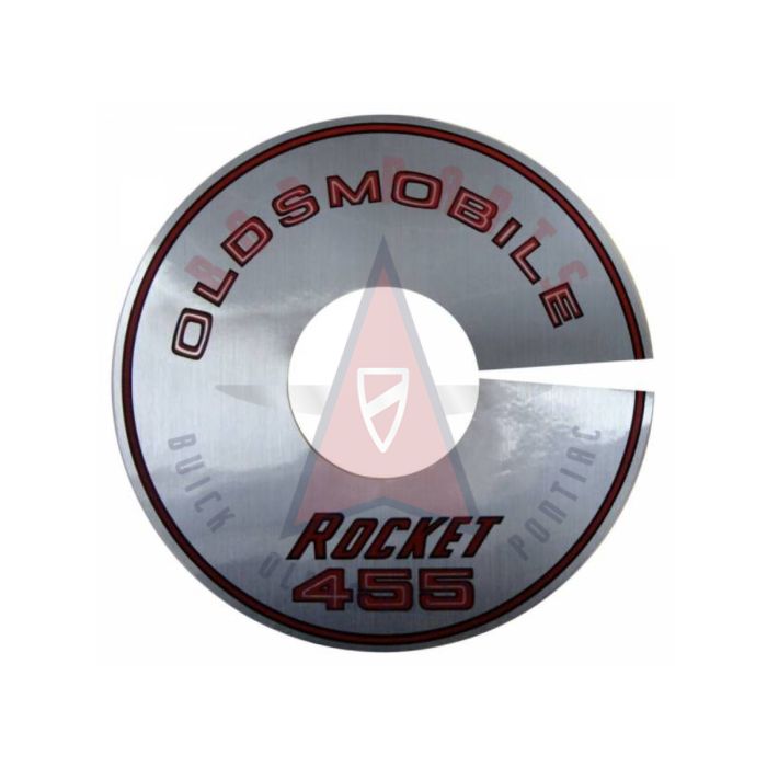 1968 Oldsmobile 455 Engine (4 Barrel Carburetor) "Rocket 455" Air Cleaner Decal (11-Inches) - Silver 