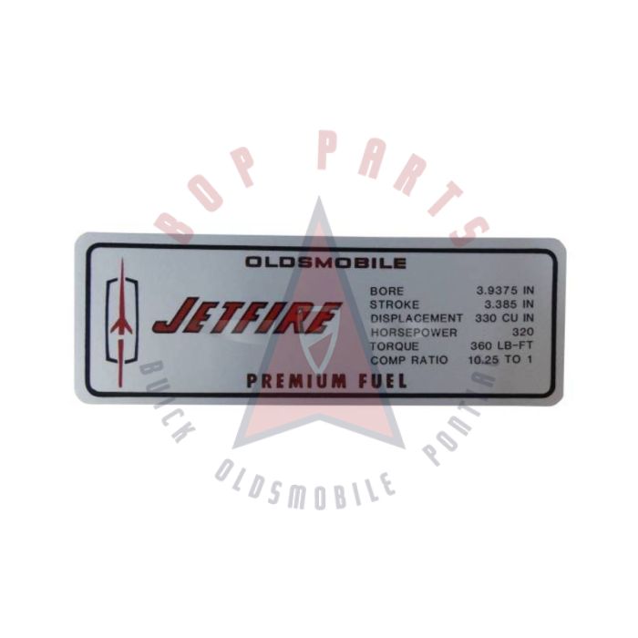 
1967 Oldsmobile Cutlass 330 Engine Models (See Details) "Jetfire" Valve Cover Decal 
