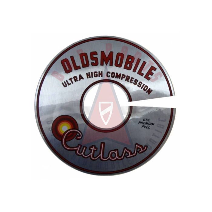 1965 1966 Oldsmobile A-Body 330 Engine (4 Barrel Carburetor) Ultra High Compression Air Cleaner Decal (11-Inches) - Silver