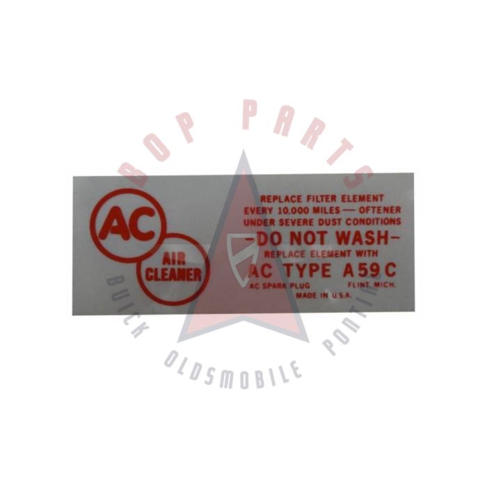 
1957 Oldsmobile (See Details) J-2 Dry Style Air Cleaner Service Instruction Decal - Red
