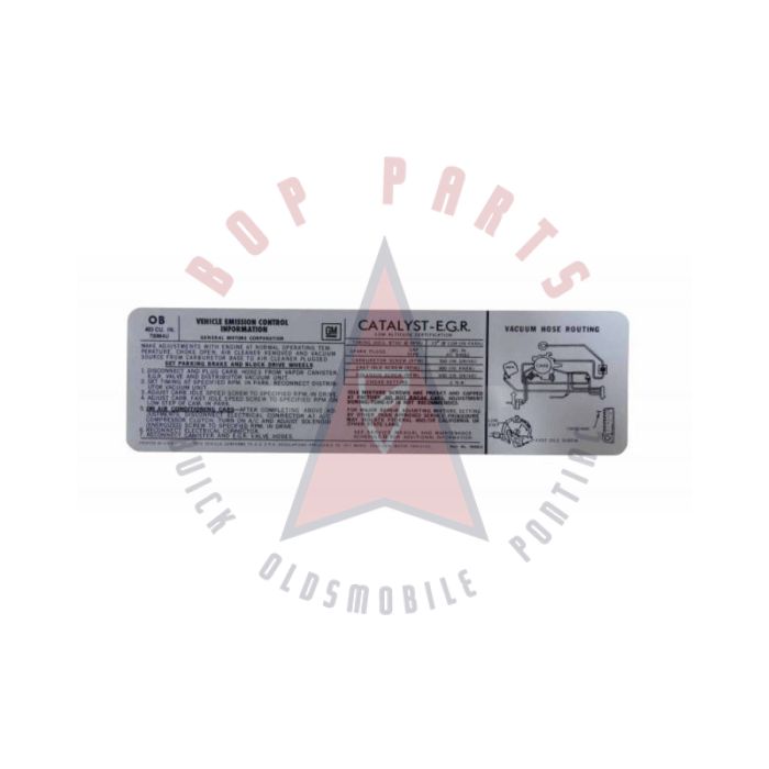 1977 Oldsmobile 403 V8 Engine Models WITH Automatic Transmissions (See Details) Emission Decal 