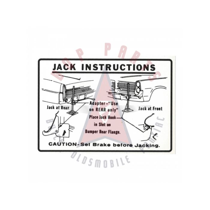 
1964 Pontiac Bonneville, Catalina, Star Chief, and Grand Prix Jacking Instruction Decal 
