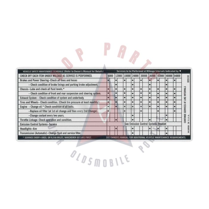 1971 1972 1973 Pontiac Vehicle Safety Maintenance Glove Box Decal 